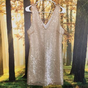 Women's Mini A-Line Dress A New Day Cream Sequin XS Dancing Club Wear